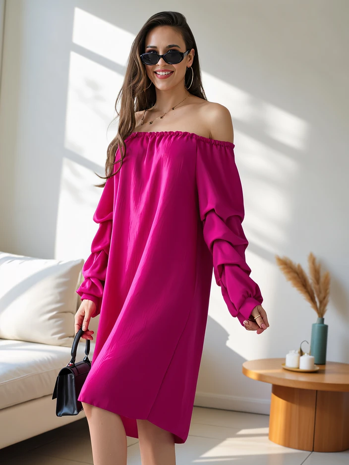 Royalfashion Glattes Damenkleid a'la Spanisch mit Rüschen