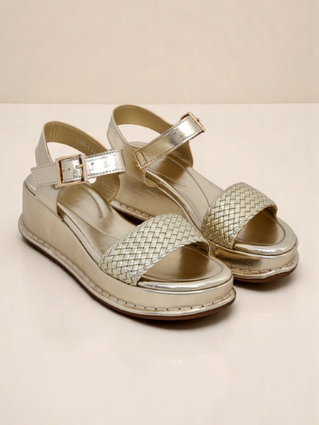 Royalfashion Damen Keilsandalen mit geflochtenem Riemen Fiolle