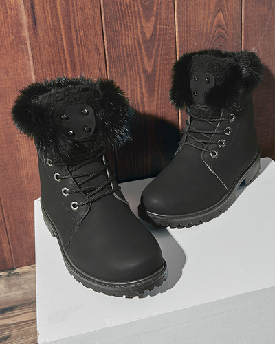 Klassische Damenstiefel a'la trappers in schwarz Lausa- Footwear