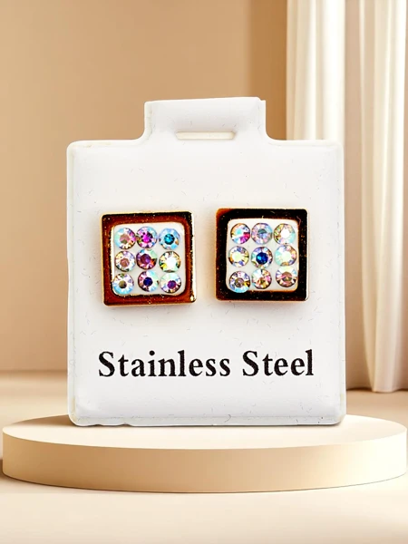 Royalfashion Жіночі квадратні сережки з фіанітами