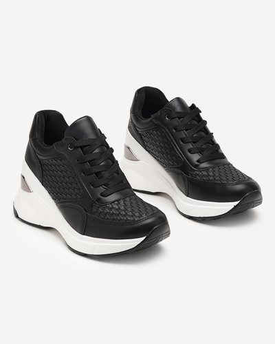 OUTLET Schwarze Sportschuhe für Damen mit Indoor-Keilabsatz Renel - Footwear