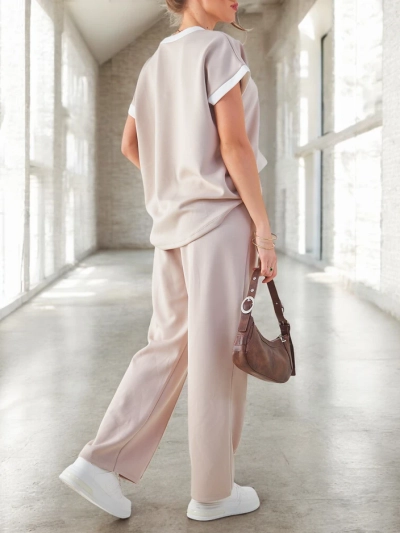 Royalfashion Damen Viskose-Set mit kurzen Ärmeln und weitem Hosen