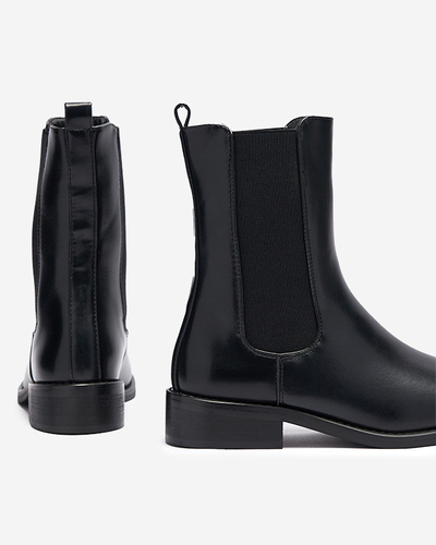 Hohe Damenstiefel mit eckiger Kappe aus schwarzem Sudis- Footwear