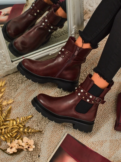 Höhere Damenstiefeletten aus Öko-Leder Pearl Mist