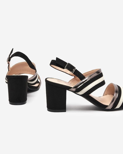 OUTLET Zebora-Sandalen aus Öko-Wildleder in Schwarz und Weiß für Damen - Schuhe