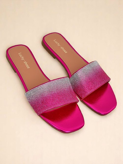 Royalfashion Жіночі шльопанці з цирконами ShinyGlow