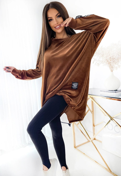 Royalfashion Braune Damen-Tunika mit Kordelzug