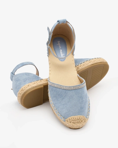 Royalfashion Damen-Espadrilles mit Zirkonen in blau Rieta