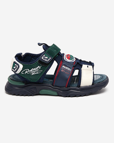 Marineblaue und grüne Jungensandalen mit Klettverschluss Roser-Footwear