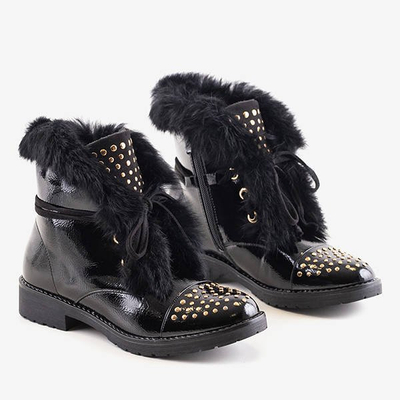 Schwarze Stiefel mit Fell Flaminia - Schuhe