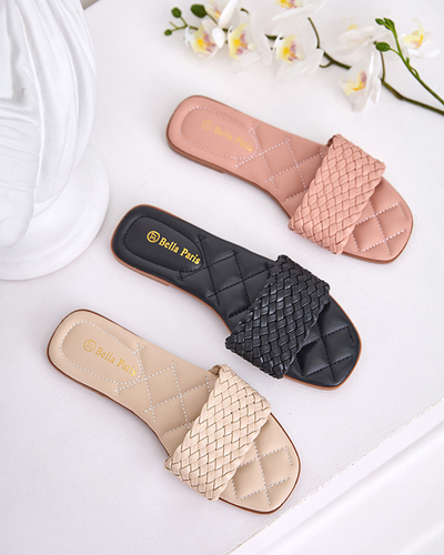 Beige Damenhausschuhe mit geflochtenem Streifen Cocota - Schuhe