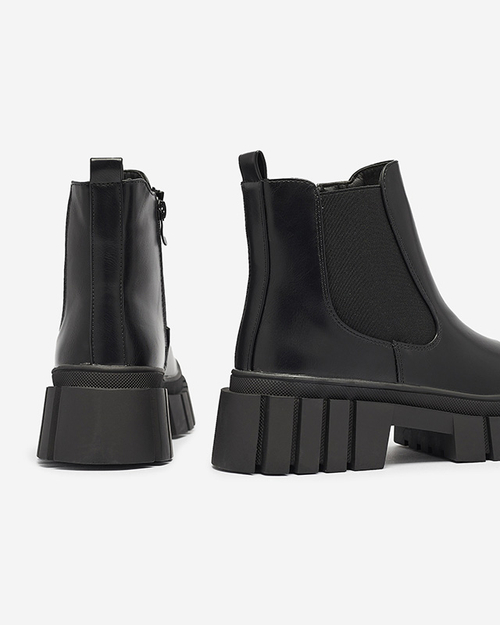 Чорні жіночі черевики на потовщеній підошві Olilno- Взуття