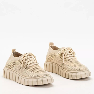 OUTLET Beige Damen-Sportschuhe mit massiver Teterika-Sohle - Schuhe