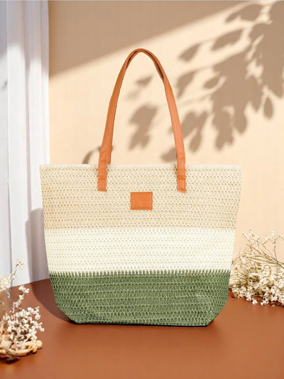 Royalfashion Große Strohtasche für Damen mit breiten Streifen