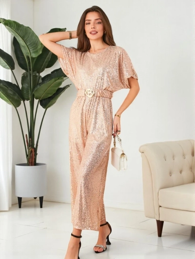 Royalfashion Langer Damenoverall mit Pailletten