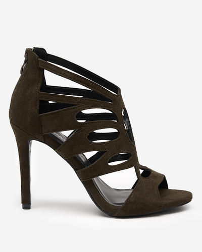 Dunkelgrüne Damensandale mit hohem Absatz Etrop - Footwear