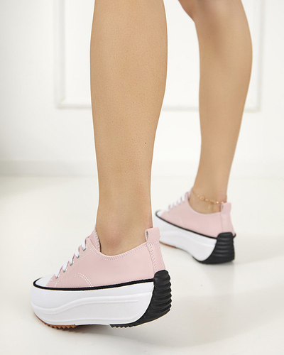 Hellrosa Damen-Sportschuhe a'la Turnschuhe Tenemika aus Kunstleder - Schuhe