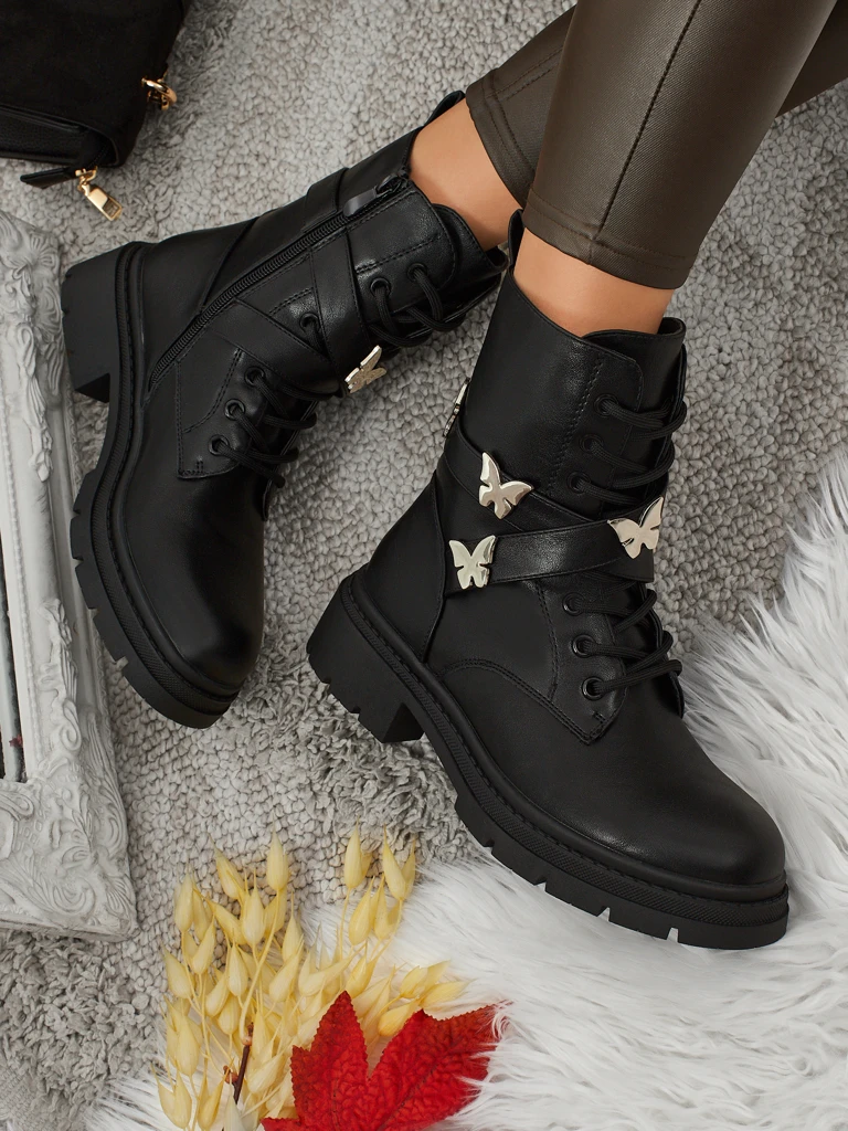 Damen Worker Boots mit Verzierungen Motill