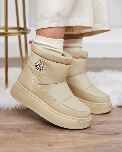 Royalfashion Damen Schlupf-Schneestiefel in beige Farbe Ademra