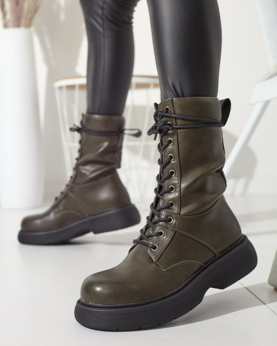 Dunkelgrüne Damen-Schnürstiefel Ferisis - Footwear