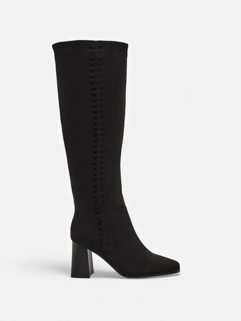 Damen Öko-Wildleder Stiefel mit Blockabsatz Fottor