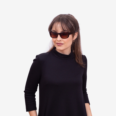 Braune schmale Damensonnenbrille mit Leopardenmuster - Accessoires