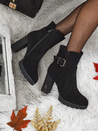 Botki damskie eko zamszowe na słupku Liravie