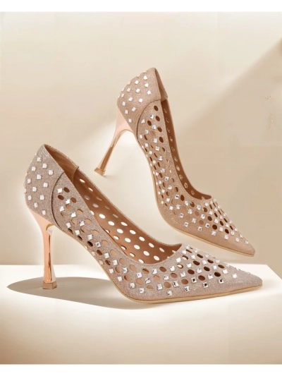Royalfashion Damen perforierte High Heel Schuhe Ecatte