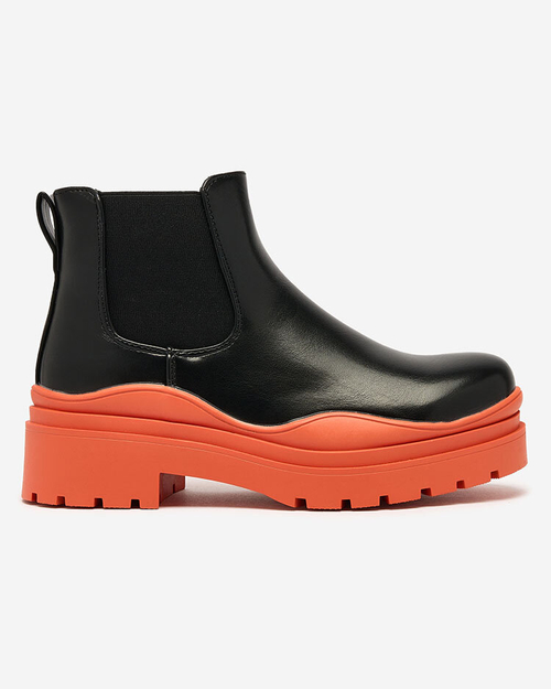 Royalfashion Чорні жіночі черевики a'la sztyblety на помаранчевій підошві Aterisa