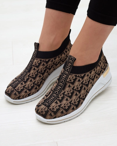 Schwarze und braune Damen-Slipper mit Aufdruck Scerpa- Footwear