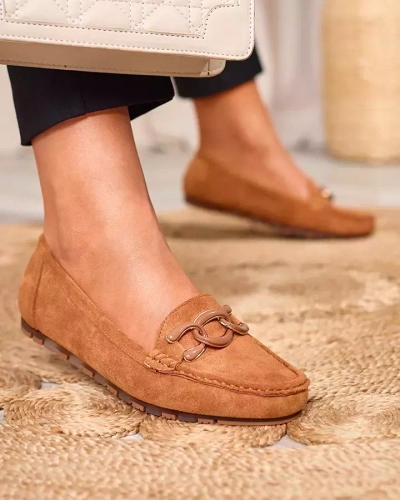 Damen Mokassins in Kamelfarbe mit Kette Lertika - Schuhe