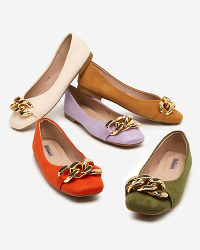 OUTLET Damen-Ballerinas in Orange mit Caviene-Dekoration - Schuhe