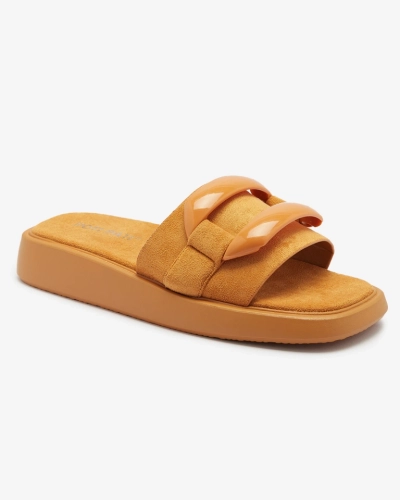 Braune Damen-Flip-Flops aus Öko-Wildleder Omve - Footwear