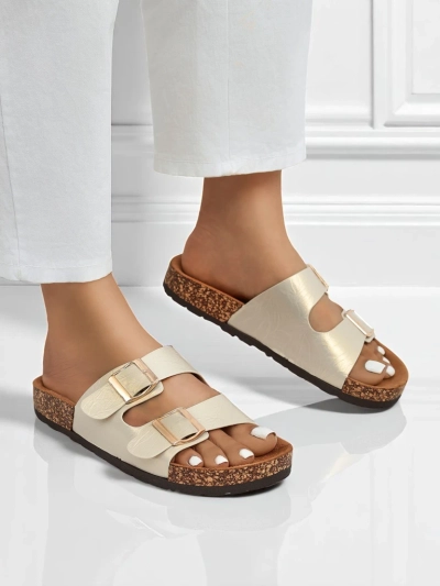 Damen Sandalen gold Ariadne Eco mit flacher Sohle für den Sommer