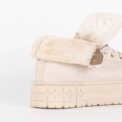 OUTLET Beige Damen-Schnürstiefel auf der Tessi-Plattform - Schuhe