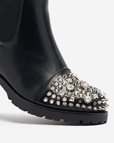 Damenstiefel mit Nieten in Schwarz Amerapi-Schuhe