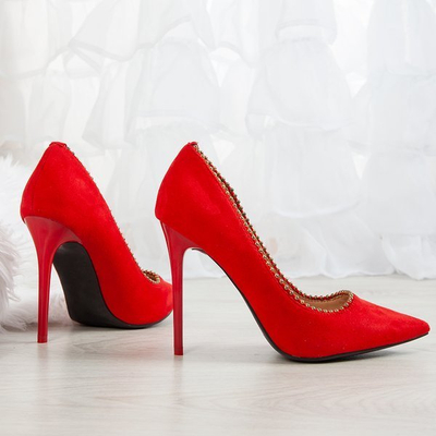 Еко-замшеві червоні туфлі-човники Jasmina - Взуття