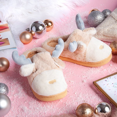 Beige Rentierpantoffeln Sweet Reindeer - Footwear