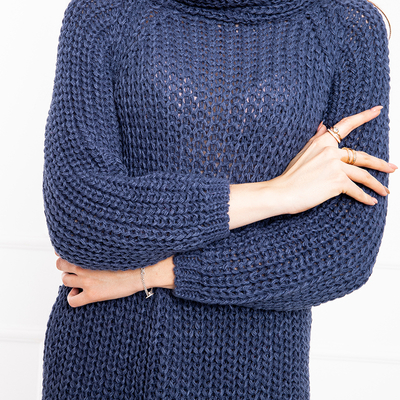 Marineblauer Rollkragenpullover für Damen - Kleidung