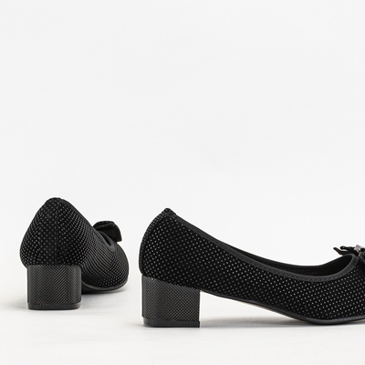 Schwarze Damenpumps mit Tupfen mit Schleife Verima - Schuhe