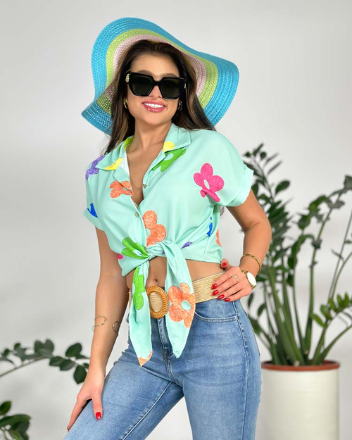 Royalfashion Жіноча коротка квіткова сорочка