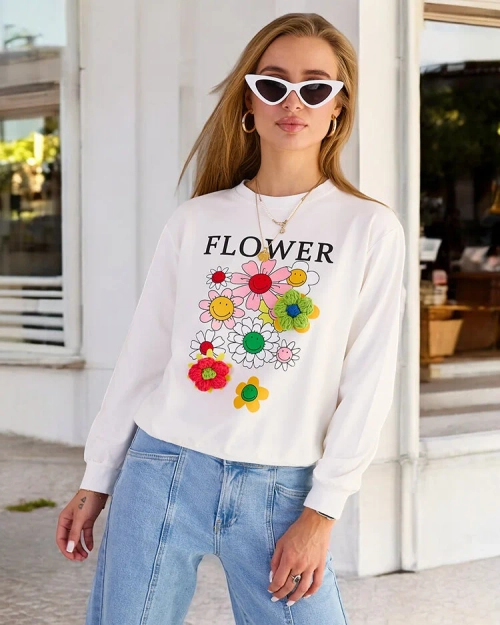 Жіночий бавовняний світшот з тонким принтом Royalfashion