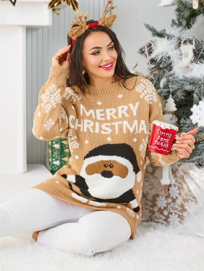 Royalfashion Damen Weihnachts-Pullover mit Weihnachtsmann
