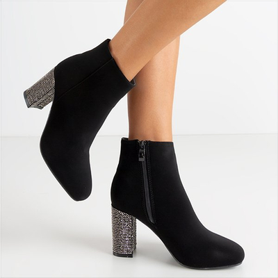 Schwarze Damenstiefeletten mit Zirkon Wilpa - Schuhe