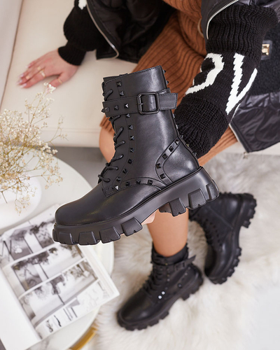 Royalfashion Damen Baggerstiefel in schwarz Dzettey