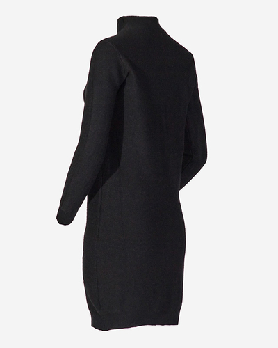 Schwarzes Pulloverkleid mit Rollkragen für Damen - Kleidung