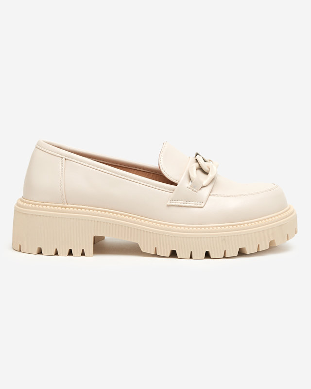 Beige Damenschuhe aus Öko-Leder mit Kette Konera - Schuhe