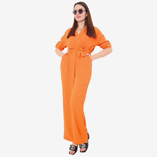 Oranger langer Damen-Jumpsuit - Kleidung