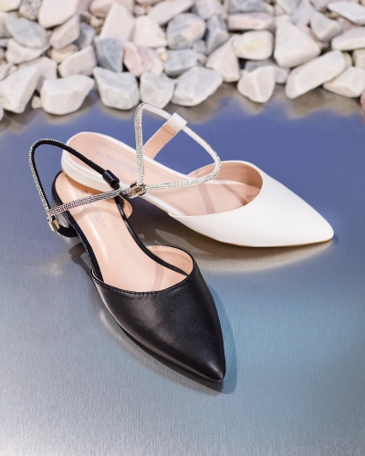 Royalfashion Schwarz Damen Verschönert Schimmer Sohle Flache Absatzsandalen