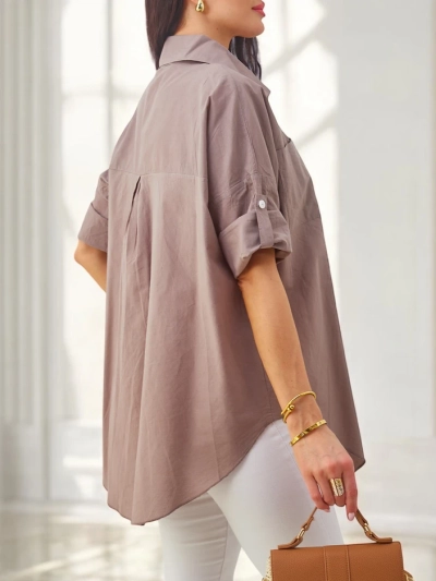 Royalfashion Baumwollbluse für Damen mit 3/4-Ärmeln